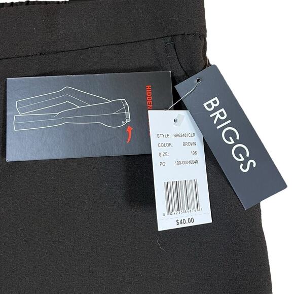 Briggs Women's Comfort Waistband Pull On Brown Slacks Dress Pants Size 10 Short - Picture 5 of 6